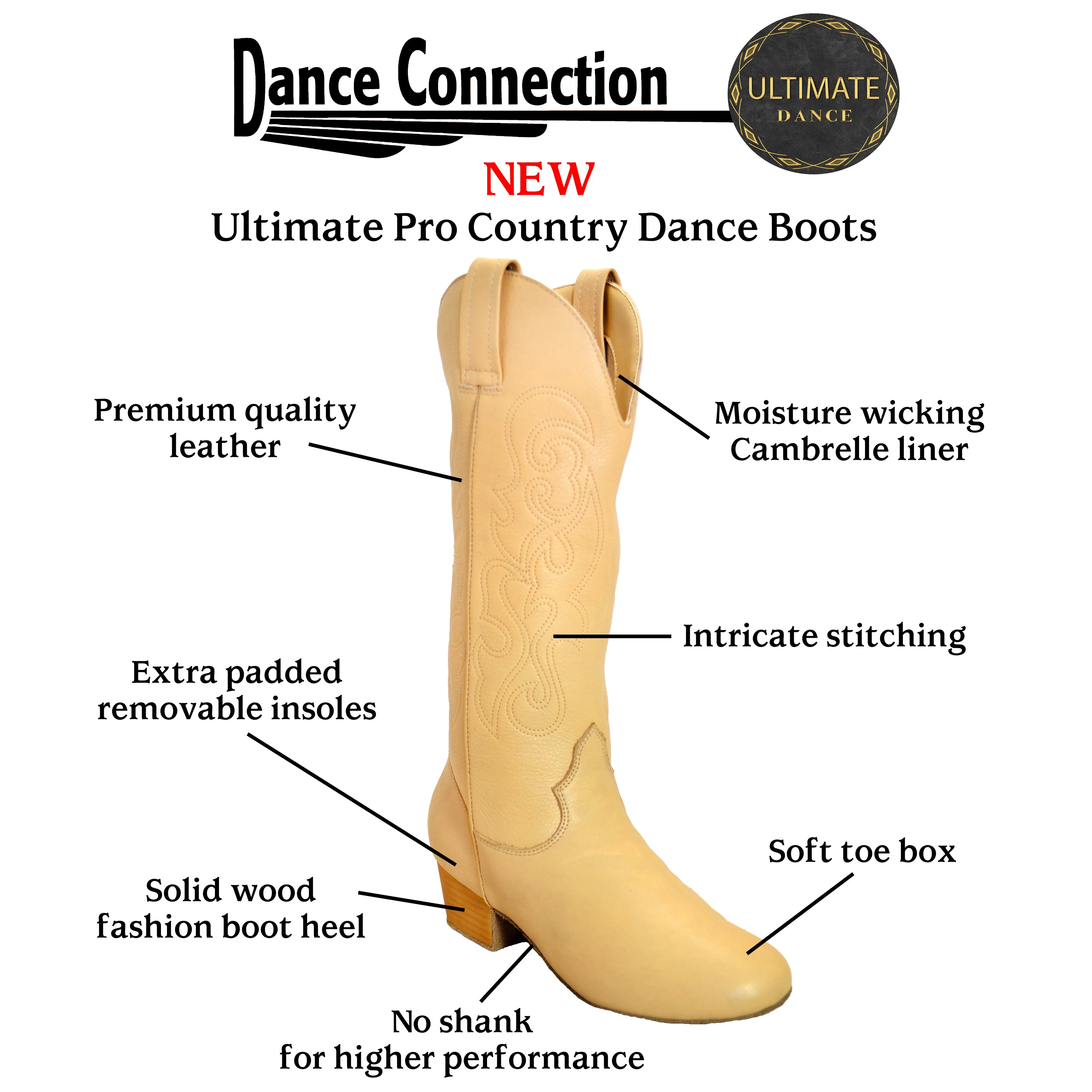 Ultimate - Women's Pro Country Boot - Tan Leather - No Zipper