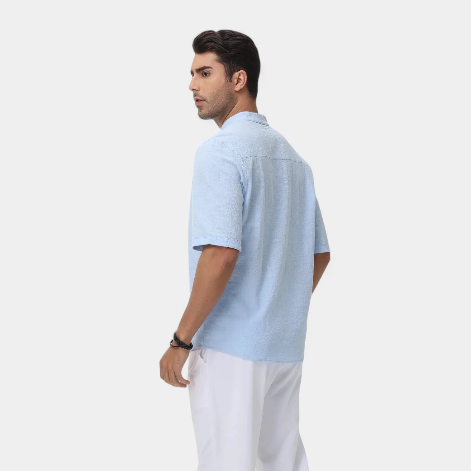 Valenti | Cotton Polo Short Sleeve Henley T-Shirt - Mock Neck Old-Money Tee