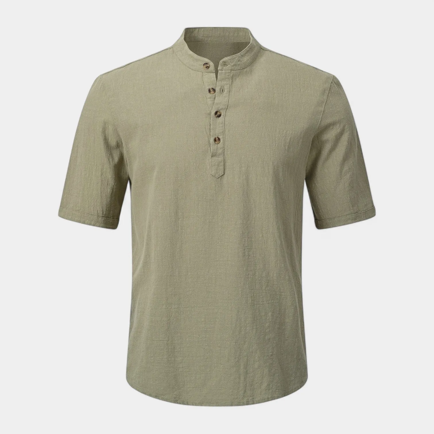Valenti | Cotton Polo Short Sleeve Henley T-Shirt - Mock Neck Old-Money Tee