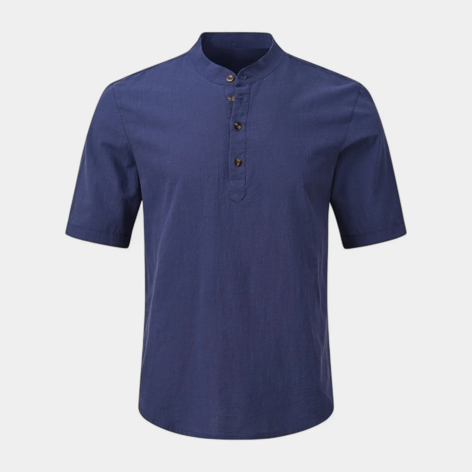 Valenti | Cotton Polo Short Sleeve Henley T-Shirt - Mock Neck Old-Money Tee