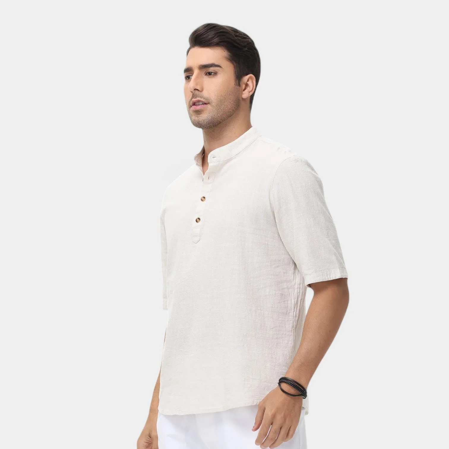 Valenti | Cotton Polo Short Sleeve Henley T-Shirt - Mock Neck Old-Money Tee