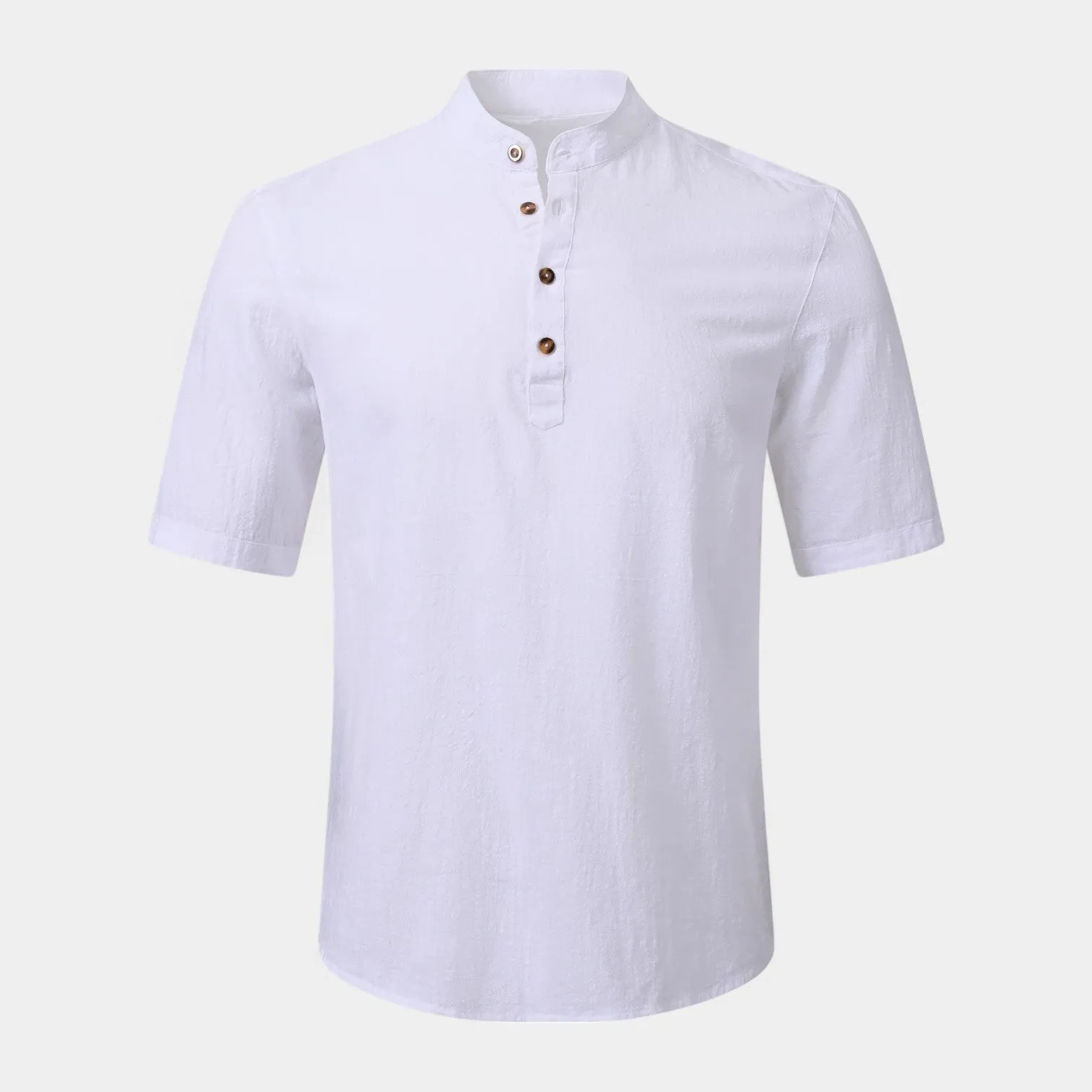 Valenti | Cotton Polo Short Sleeve Henley T-Shirt - Mock Neck Old-Money Tee