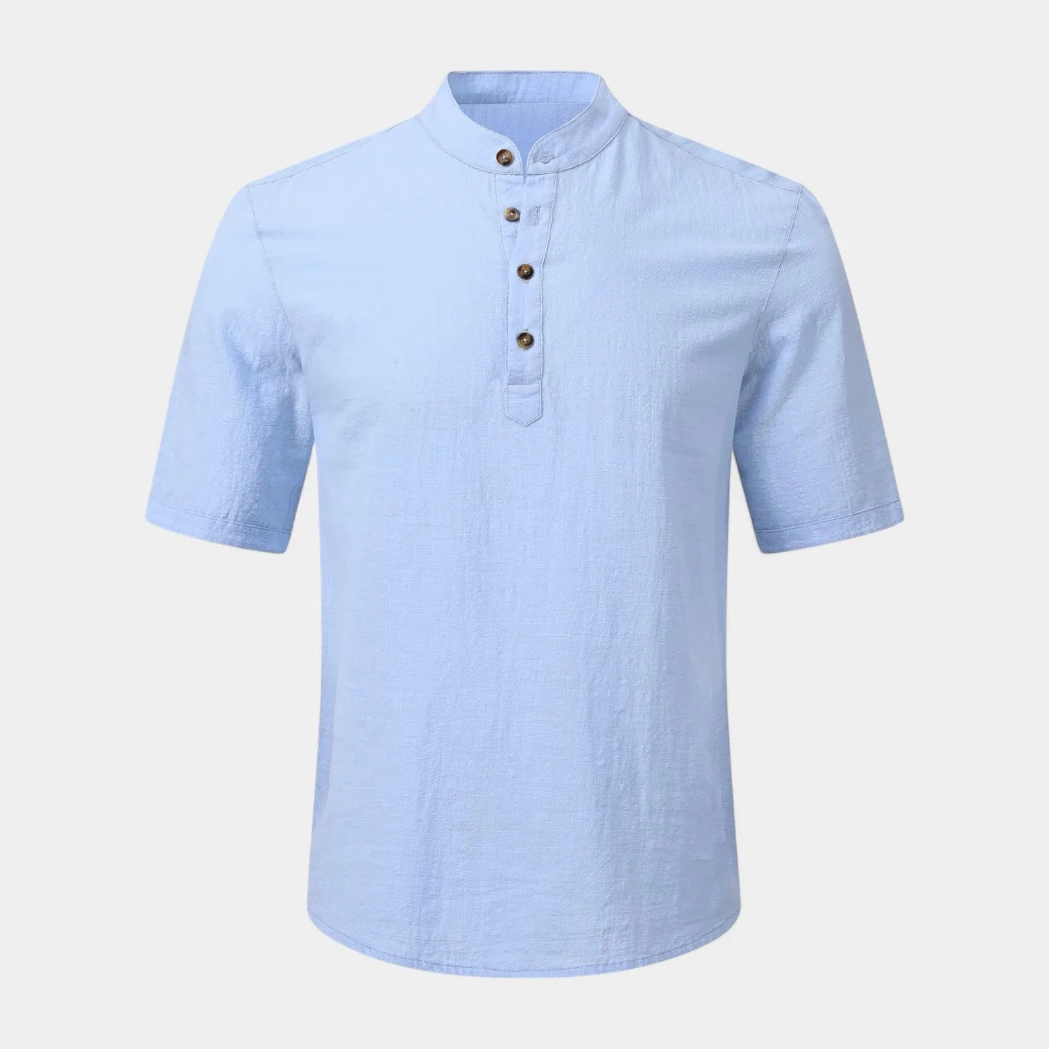 Valenti | Cotton Polo Short Sleeve Henley T-Shirt - Mock Neck Old-Money Tee