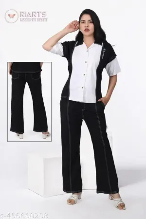 Women Latest Design Colourblocked Co Ord Set Jumpsuit Set