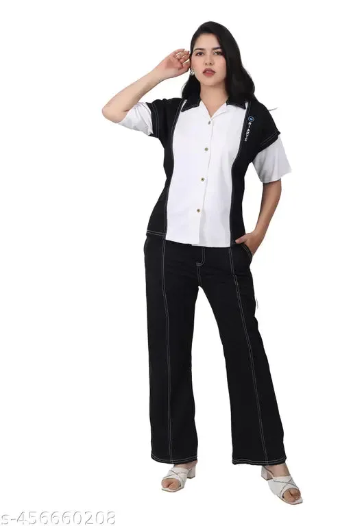 Women Latest Design Colourblocked Co Ord Set Jumpsuit Set