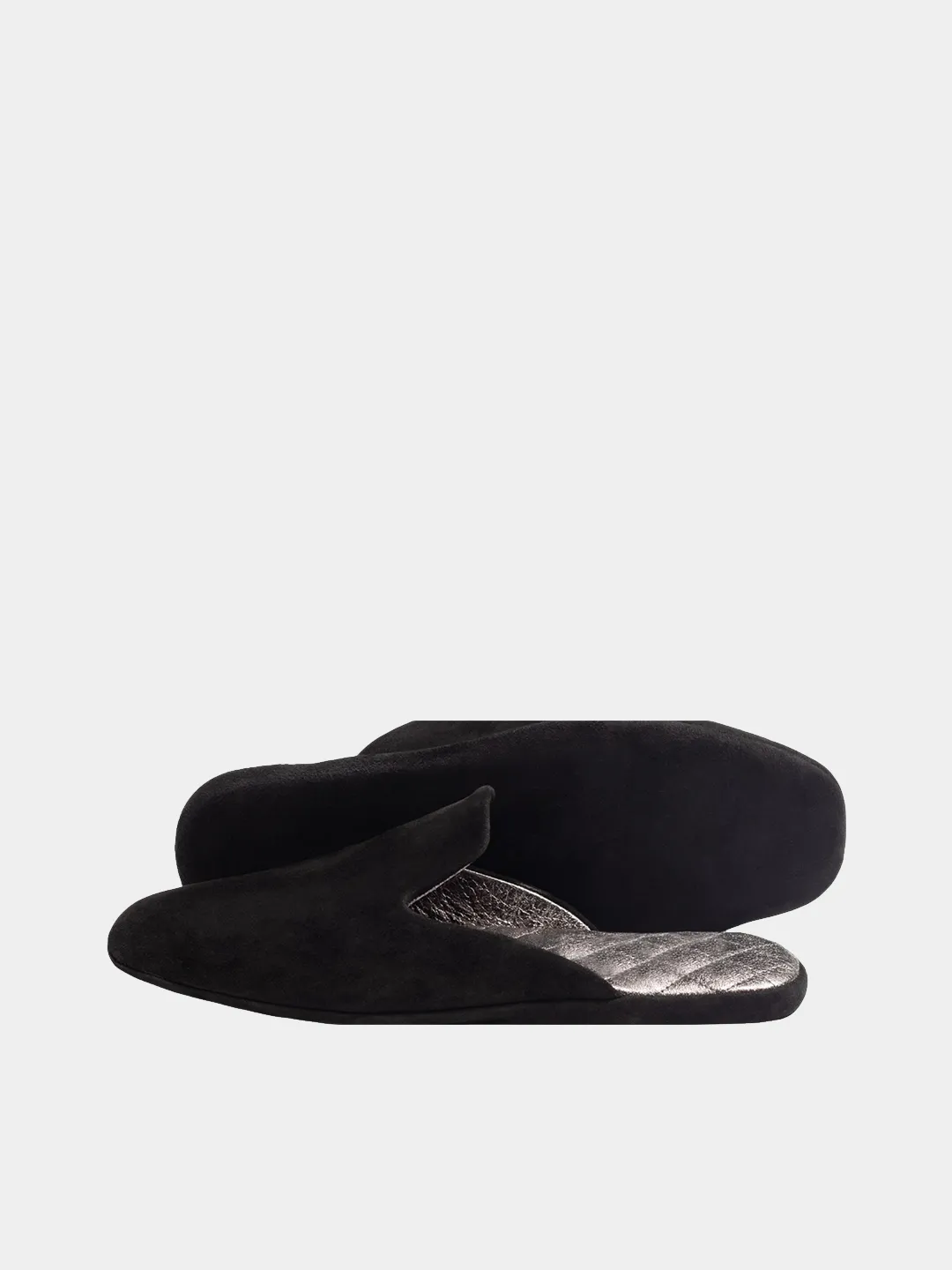 Women's black travel slippers with case Model 1112 Suede Leather