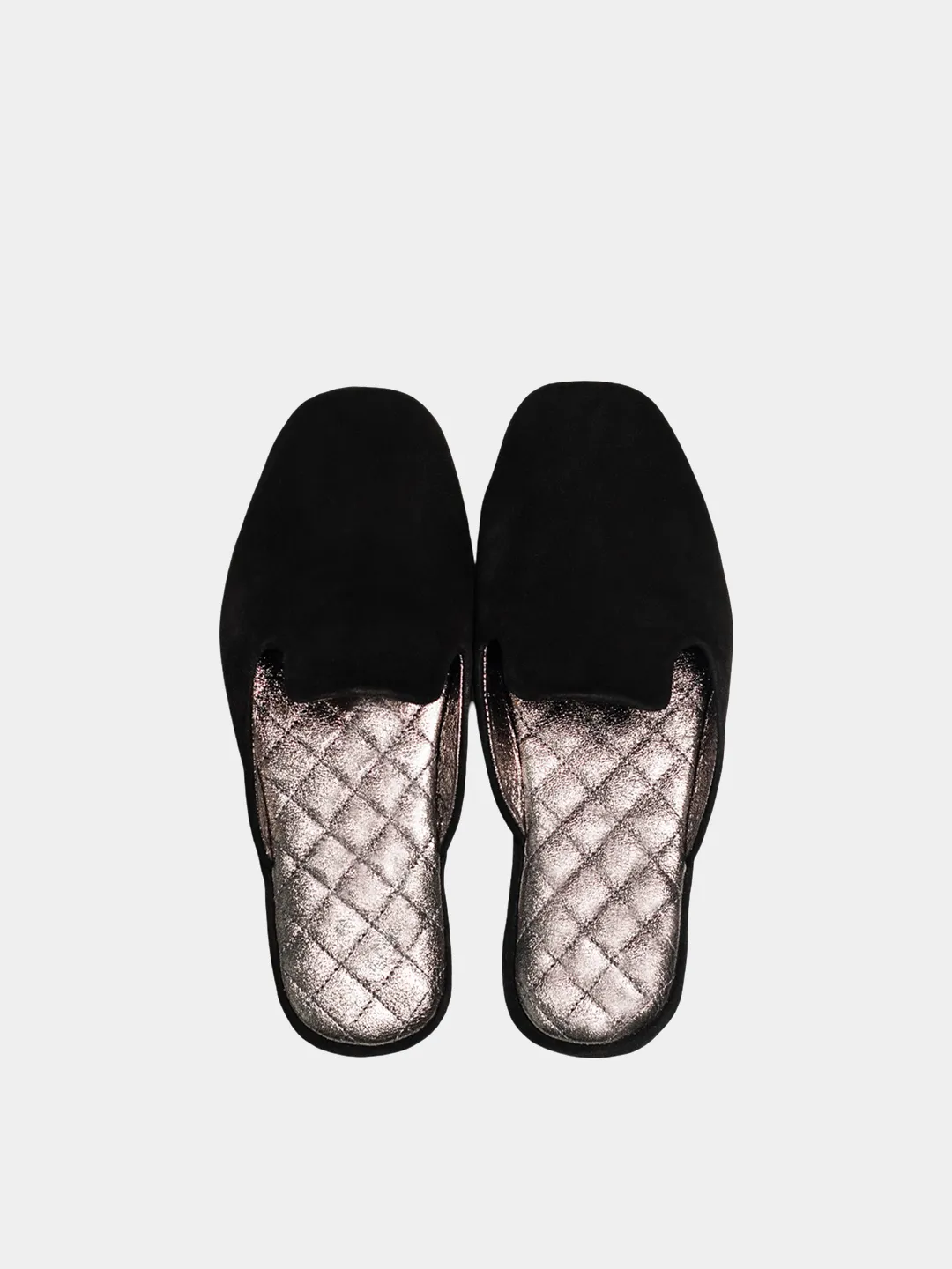 Women's black travel slippers with case Model 1112 Suede Leather