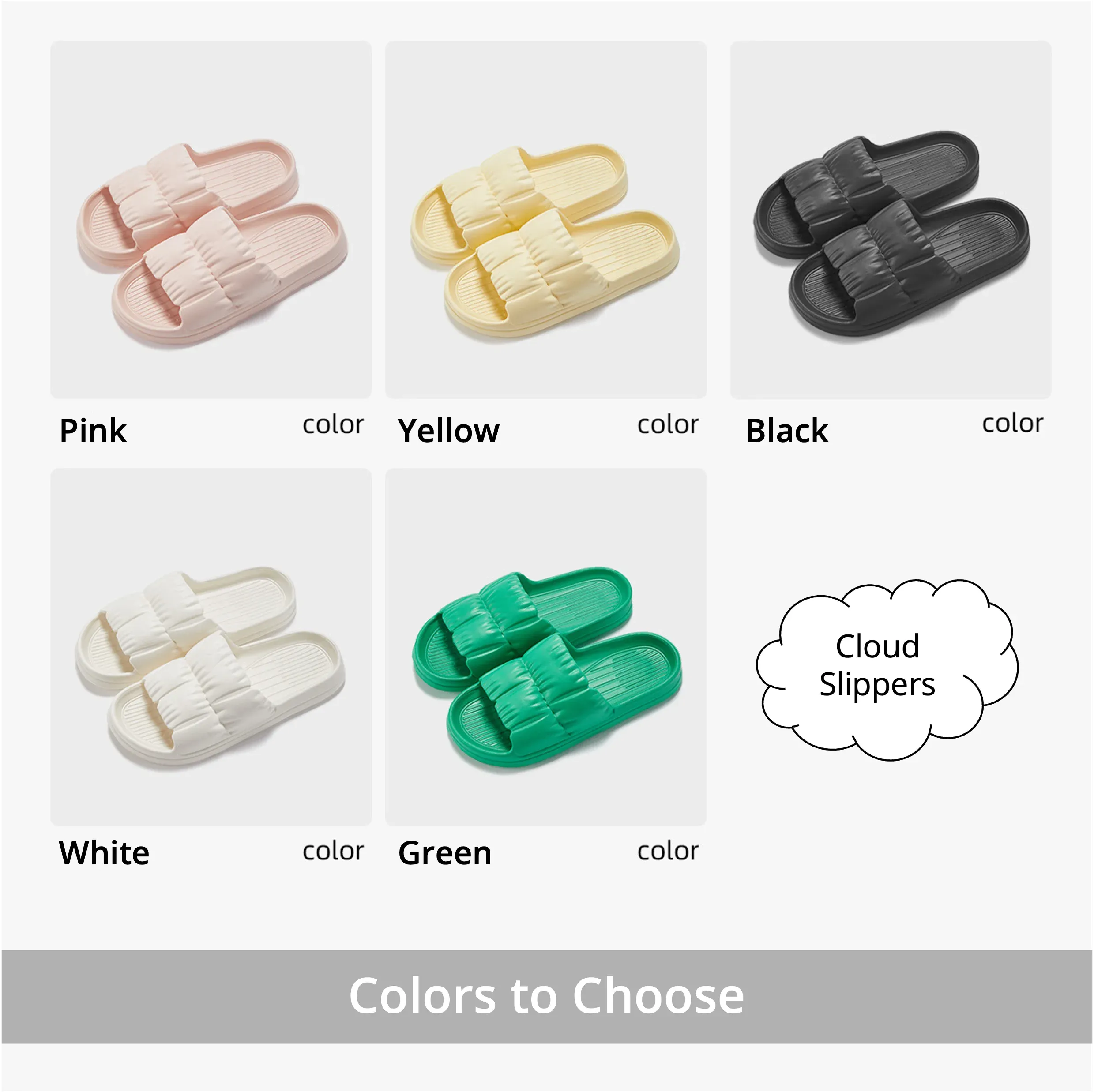 Women’s Cloud Slippers with Soft Sole, Thick Platform, Non-Slip EVA Outsole for Indoor & Outdoor