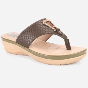 Womens "ERINE" Open Toe Comfy Everyday Wedge Slipper