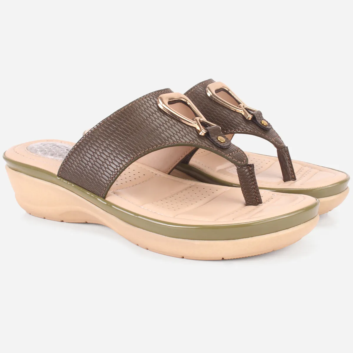Womens "ERINE" Open Toe Comfy Everyday Wedge Slipper