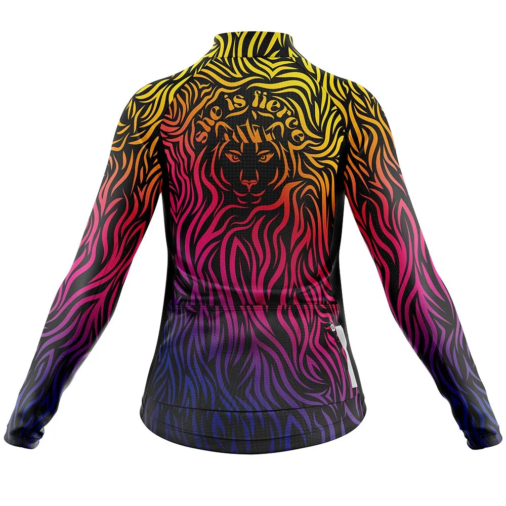 Womens She is Fierce Long Sleeve Cycling Jersey