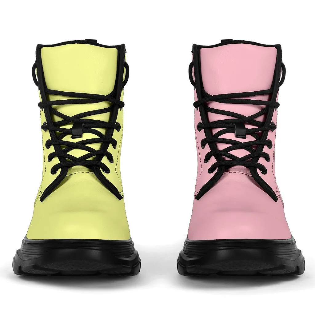 Yellow Pink Chunky Boots