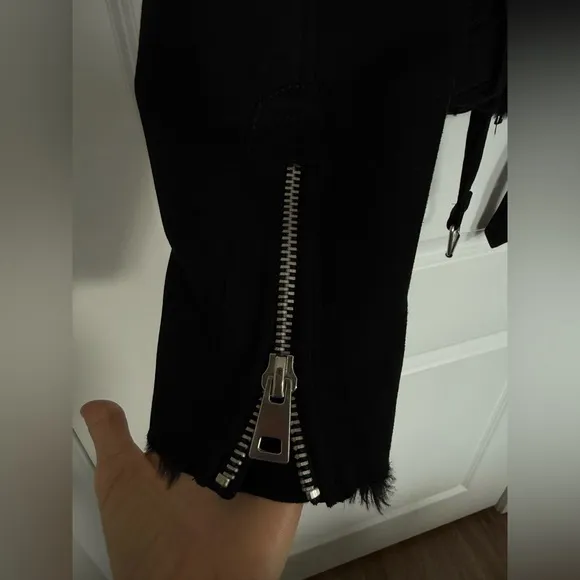 ZARA Motorcycle style jacket XS fur lined black suede